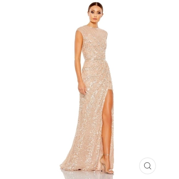 Ms Duggal EMBELLISHED ILLUSION HIGH NECK CAP SLEEVE GOWN size 2 NEW $498 spring - Picture 1 of 13
